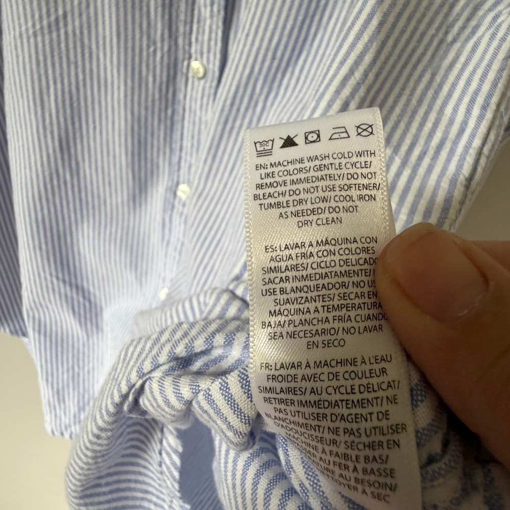 Beachlunchlounge Blue White Striped Cotton Button Down Relaxed Oxford Shirt L - Picture 9 of 9